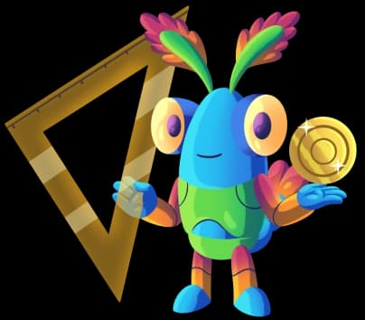 Smithii’s mascot holding a gold coin in one hand and a set square in the other